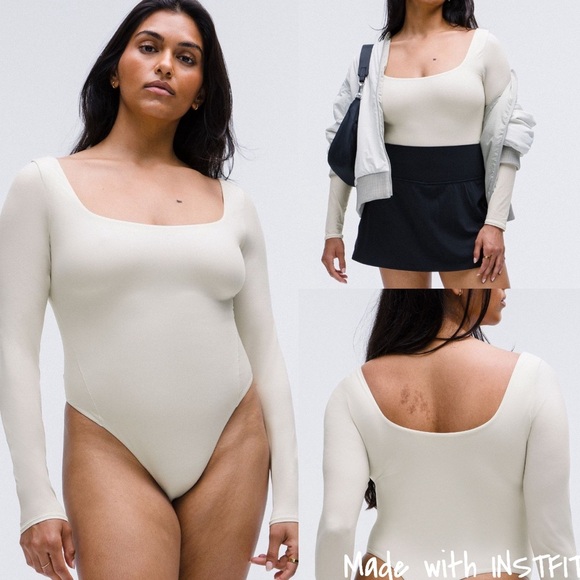 Lululemon Athletica Wundermost Ultra-Soft Nulu Square-Neck Long-Sleeve Bodysuit - Picture 1 of 5